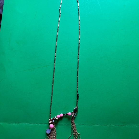 ❤️ J. Crew Tassel Gemstone Multicolor Necklace in gold metal, pink accents - Picture 6 of 6